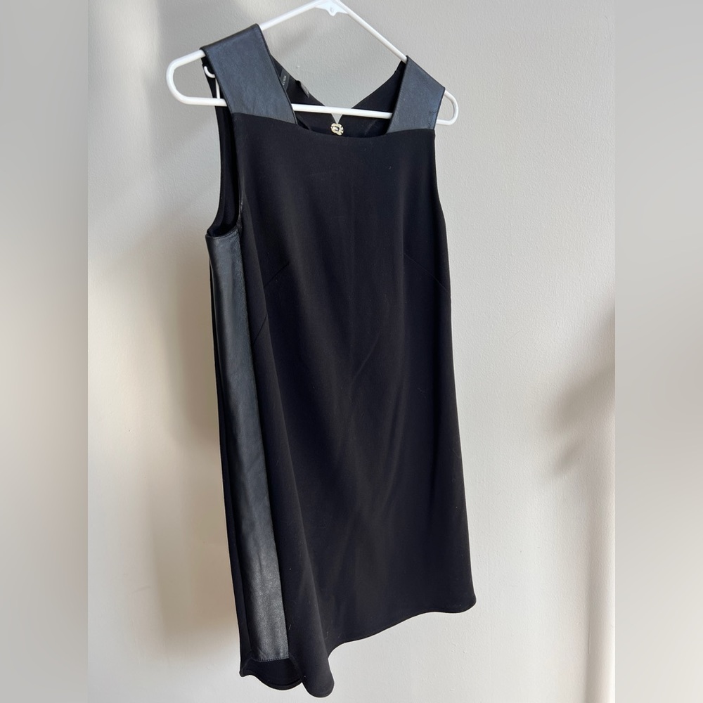 MNG Collection little black dress with leather embellishment sz4